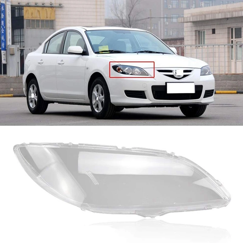 

2pcs Car Front Head Light Lamp Cover for Mazda 3 2006-2012 Waterproof Clear Lens Auto Shell Cover - Left & Right