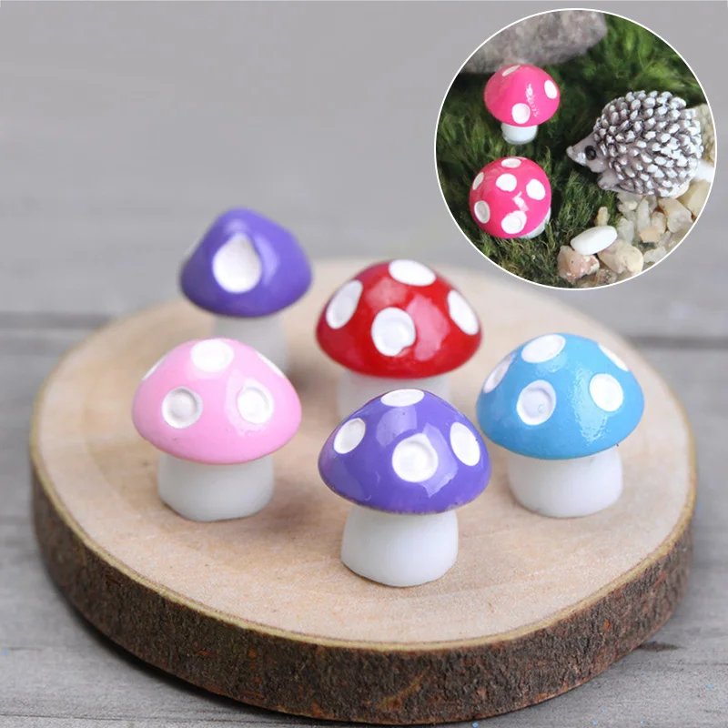 

10pcs Mini Cute Styrofoam Mushroom Stick Flowerpot Favors Fairy Garden Decor Micro Landscape Bonsai Stakes DIY Craft Decoration