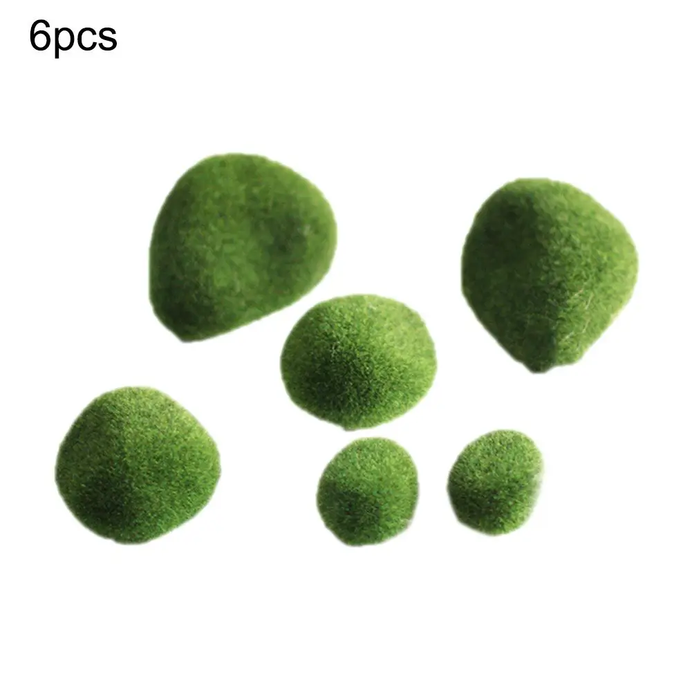 6 шт. искусственные моховые камни Декоративные зеленые для украшения дома и отеля