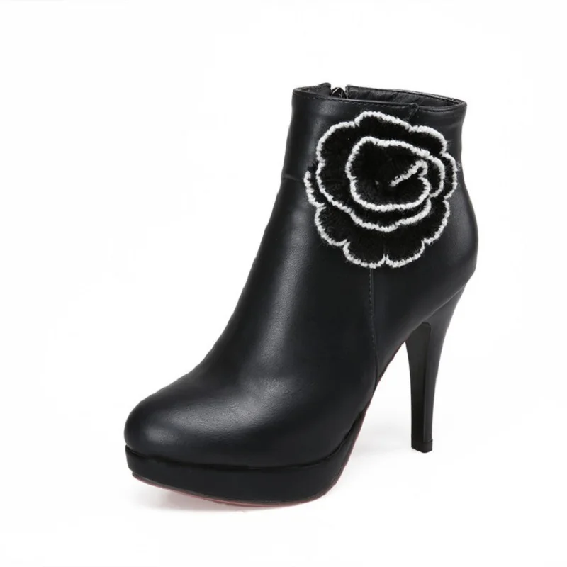 Оригинальные Модные женские зимние ботинки пикантные ботильоны с круглым носком