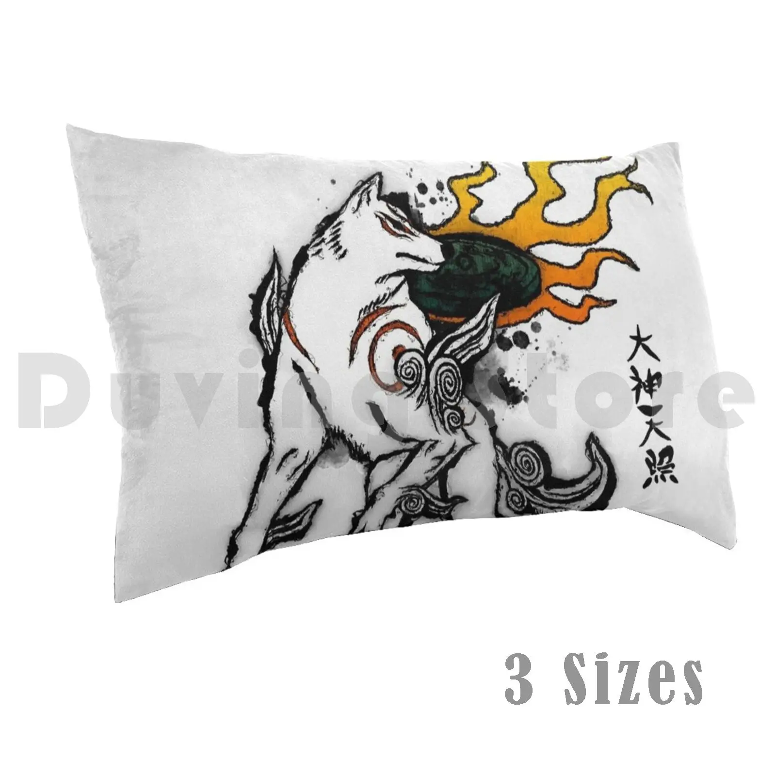 

Amaterasu чернильная Подушка Чехол с принтом 50x75 Amaterasu чернильный волк Оками Ammy Бог богиня волки Shiranui Sun