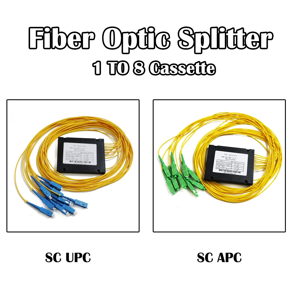 10 шт./лот FTTH от 1 до 8 SC UPC/APC PLC волоконно оптический сплиттер 1X8 SM одномодовый