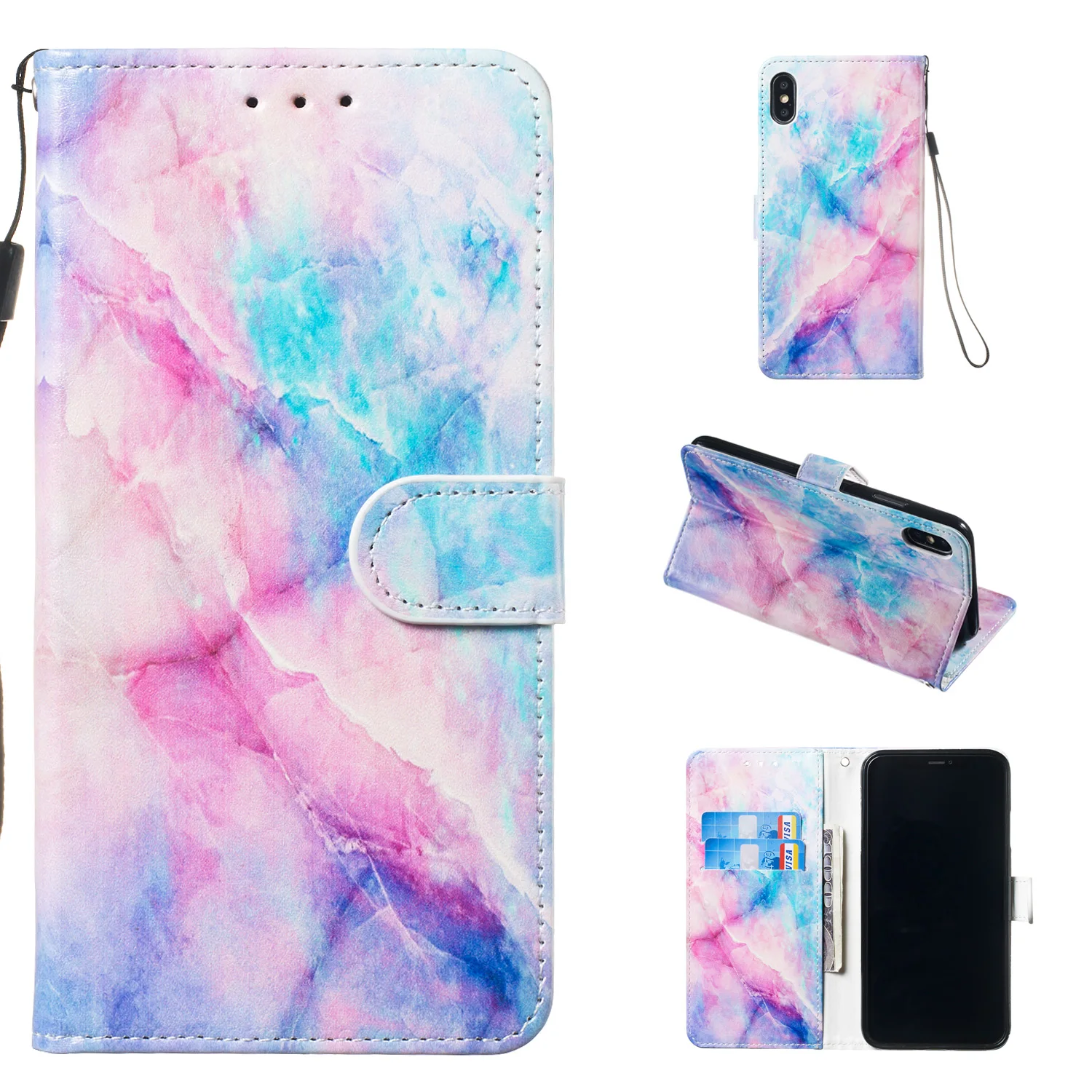 Роскошный чехол-книжка с мраморным рисунком для Xiaomi mi A3 mi 9 Lite 9T Red mi 7A K20 Note 6 Pro 7 откидной кожаный чехол-кошелек - Цвет: FDLS