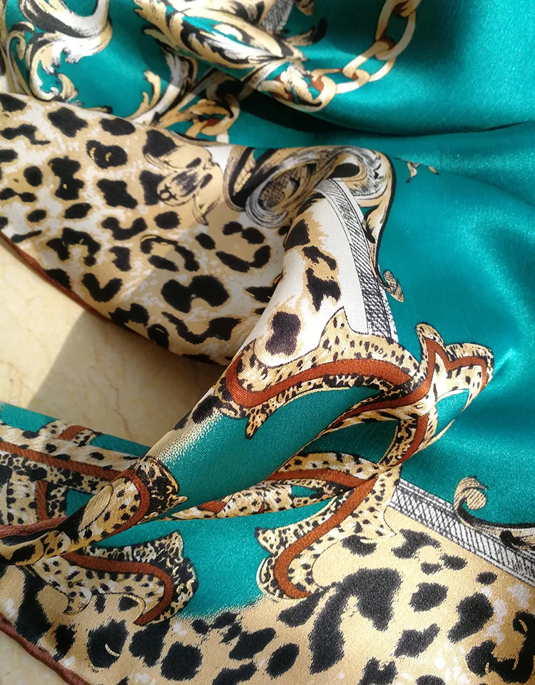 

Women's 100% Pure Silk 12mm Printed Big Square Scarf Wrap Kerchief 88cm 34.5" WX002