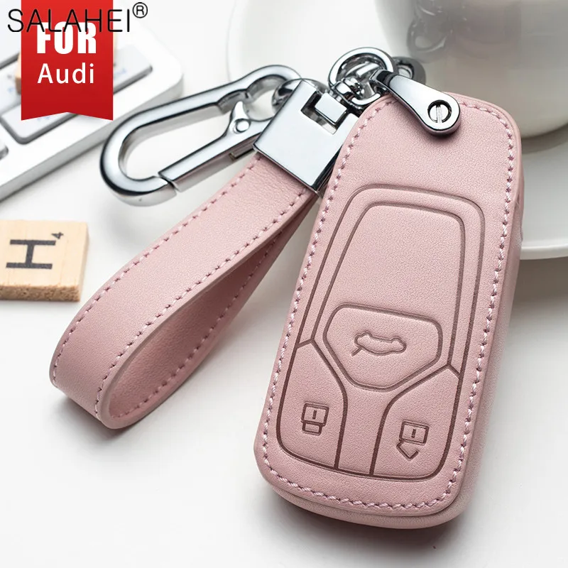 

Leather Car Remote Full Key Cover Case Protection For Audi A1 A3 A4 A5 A6 A7 A8 Quattro Q3 Q5 Q7 2014 2015 2016 2017 2018 2019