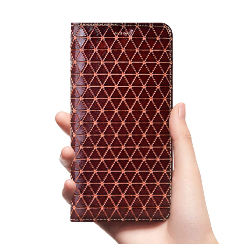

Grid Lines Genuine Leather Flip Case For Huawei Nova 2 2i 2S 3 3i 3e 4 4e 5 5i 5T 5Z 6 7 7i Pro Plus Lite SE Phone Cover Cases