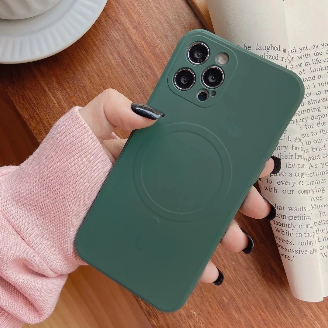

Magnetic Liquid Case For iPhone xs max 11 12 Pro Max 12 Mini Pro 12pro Clear Cover Back Case Magsafing Support Wireless ca