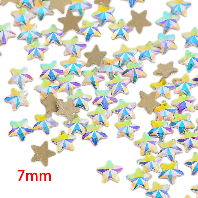 Pentagon-7mm 30pcs Golden Back AB Color Flatbacks No-Hotfix Rhinestones CRYSTAL Nail Art Crystal Flat Back Rhinestones For Nails - Цвет: Pentagon-7mm