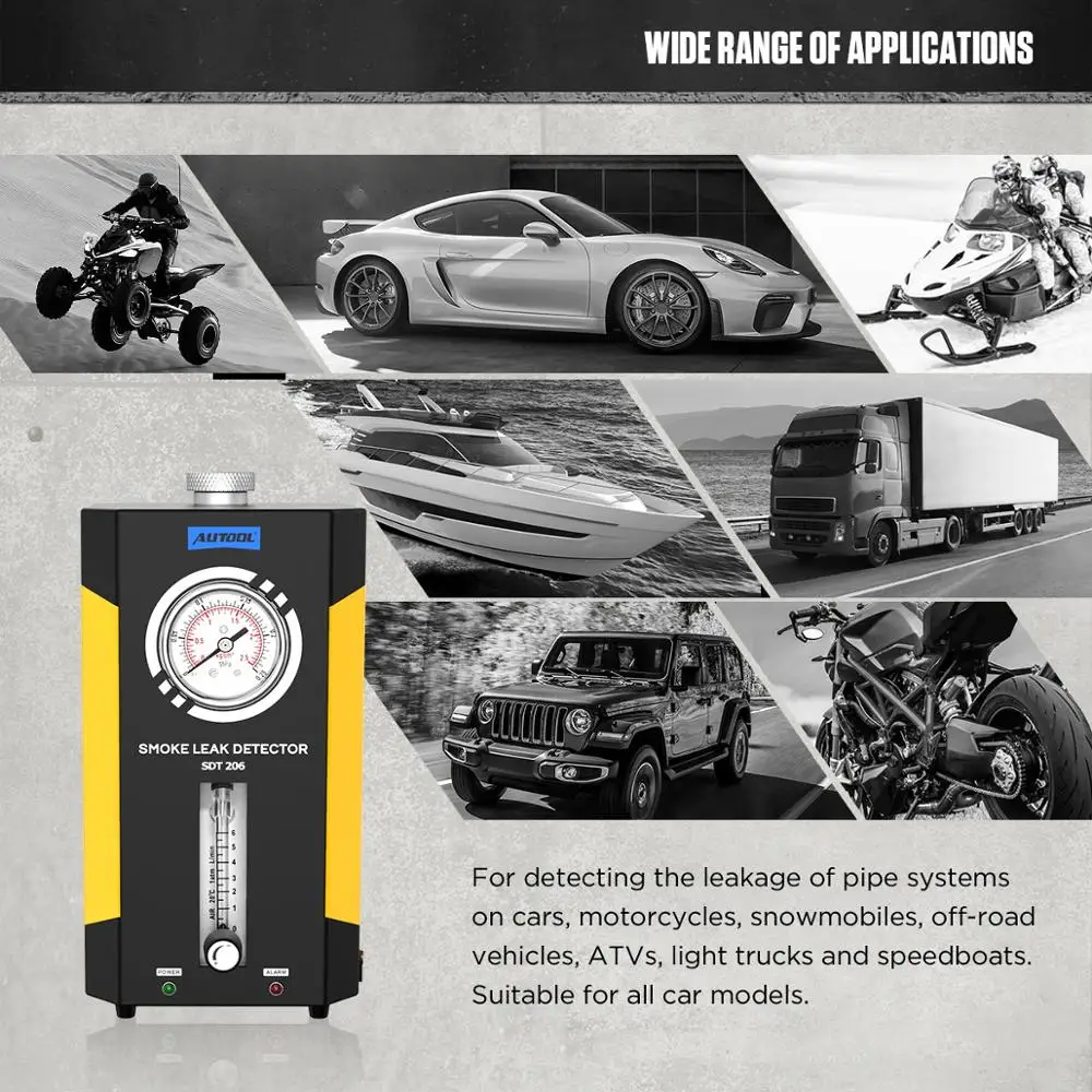 autool sdt 206 smoke generator for cars smog tester leak locator automotive smoke machine car leak detector pipe diagnostic free global shipping