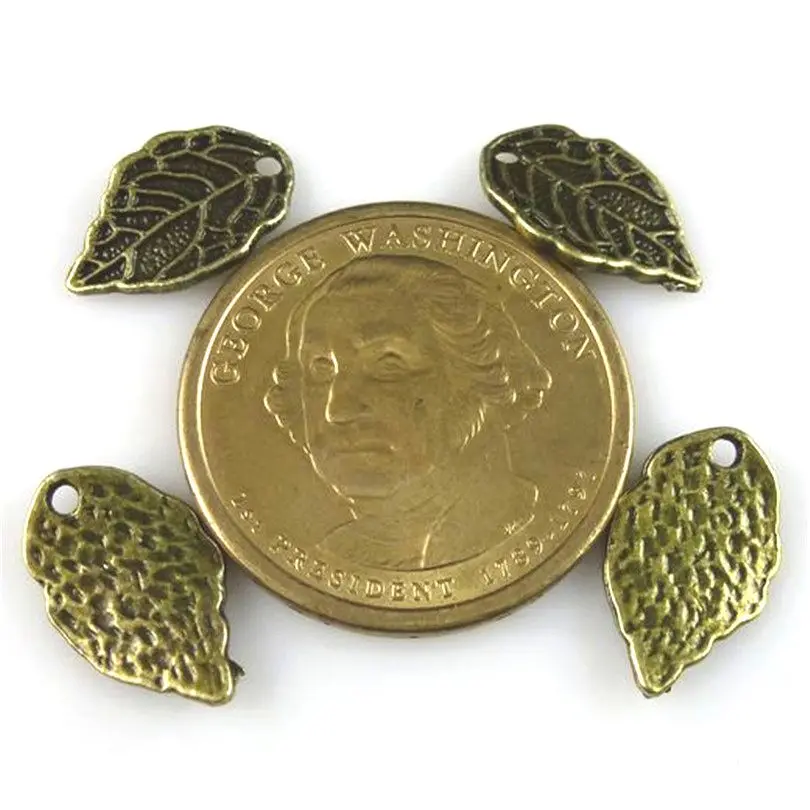 30 шт Подвеска под бронзу старину растение кулон в форме листика дерева ручной