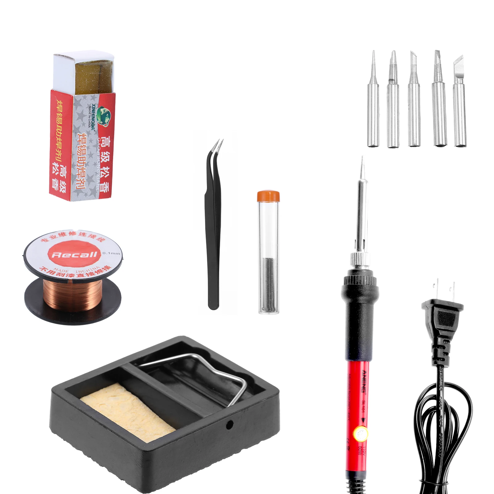 

12pcs ANENG SL101 Digital Electric Soldering Iron US/EU Plug Adjustable Temperature Display Welding Tool Portable Electrocautery