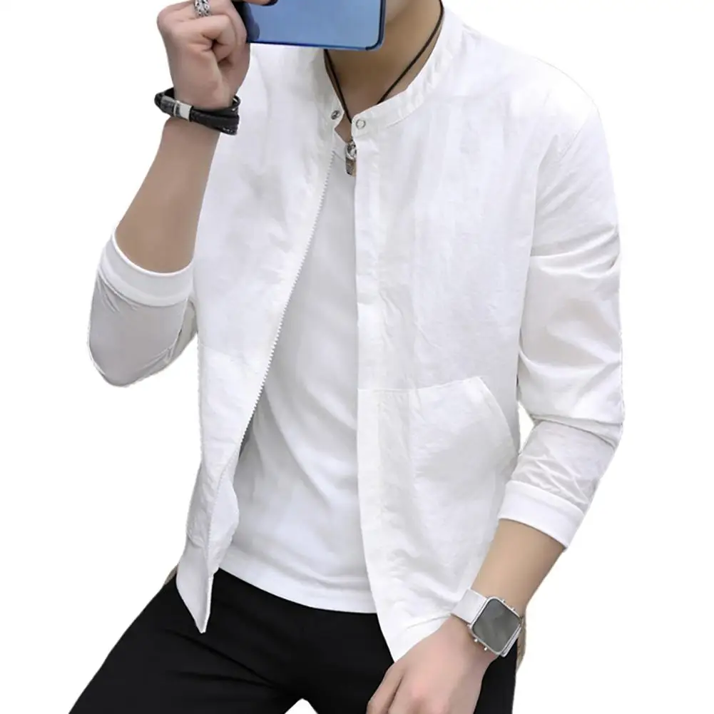 Мужская модная ультратонкая дышащая куртка M-4XL с длинными рукавами и карманами