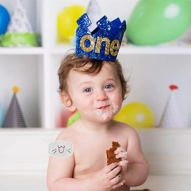 

Золотистая, синяя детская шапка для дня рождения, блестящая шапка принца с короной для мальчика, детский праздник, украшение для первого дня...