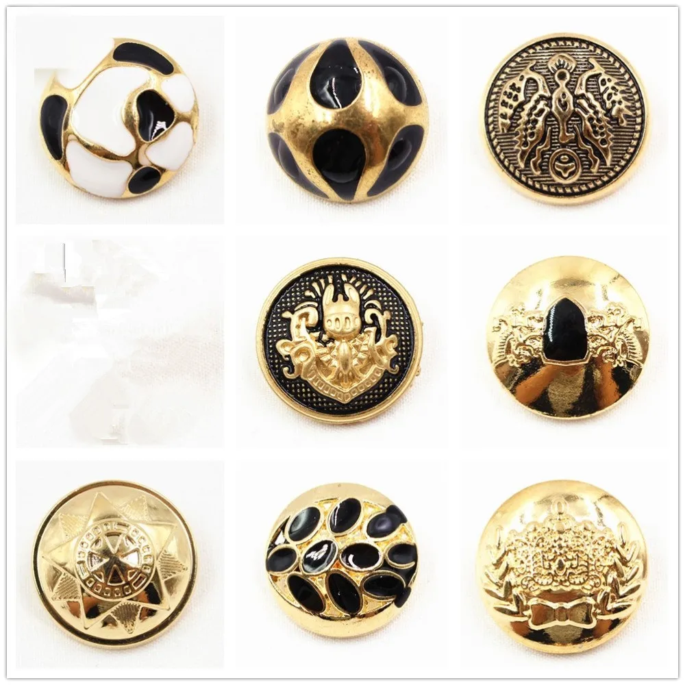 Бесплатная доставка 10 шт. металлические пуговицы золотого цвета аксессуары для