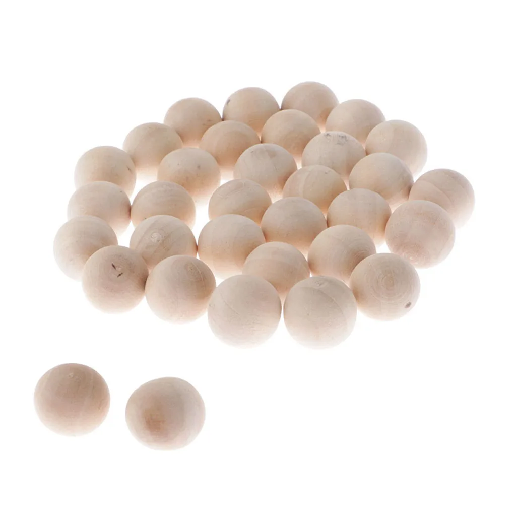 

20Piece Natural Beech Wooden Balls Beads No Hole Wood Beads Accessories 25mm