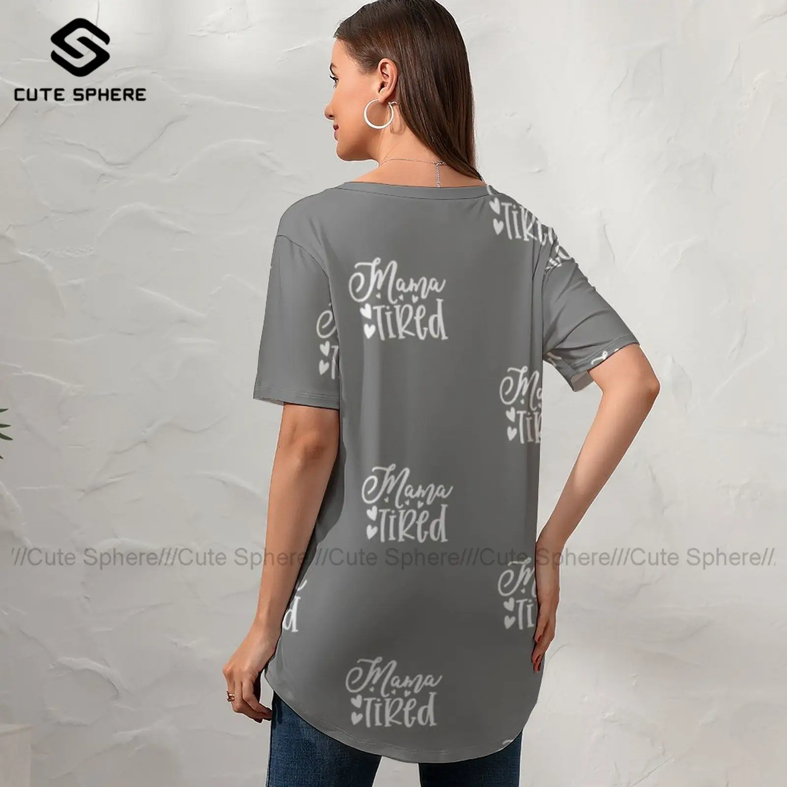 

Mom T Shirt Street Style Graphic Woman Trendy T-Shirt Short-Sleeve V Neck Tee Shirt Large Size