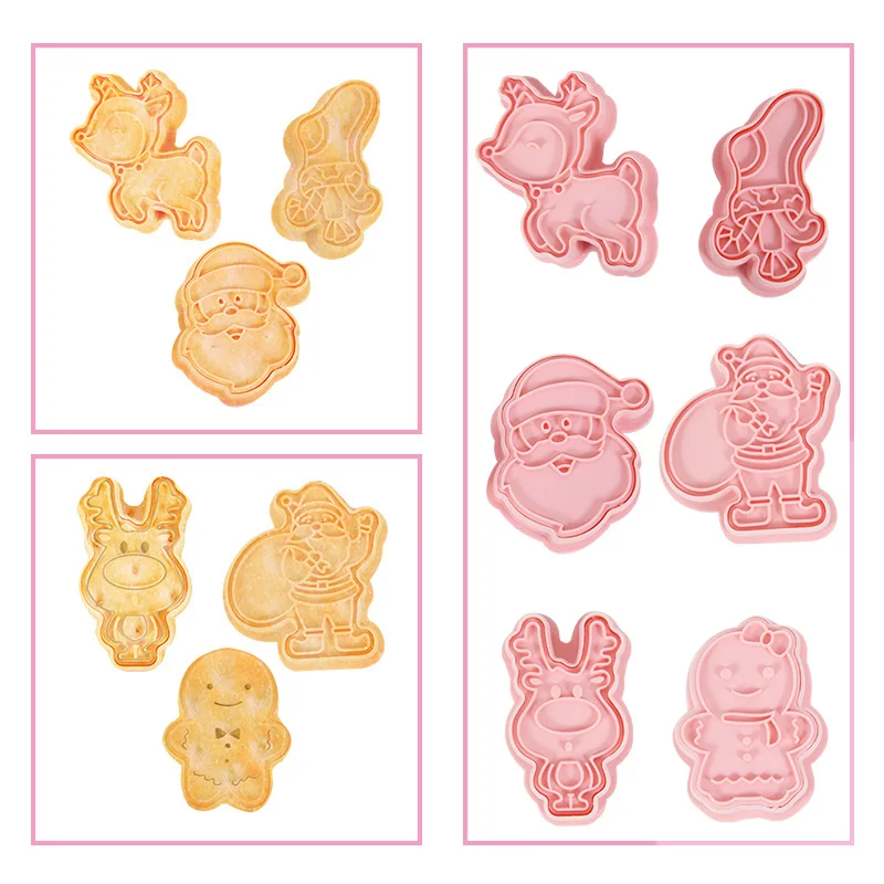 

6pcs Christmas Cookie Cutters Plastic Santa Claus Snowflake Gingerbread Biscuit Mold Xmas Party Supplies Decoration Cookie Tools