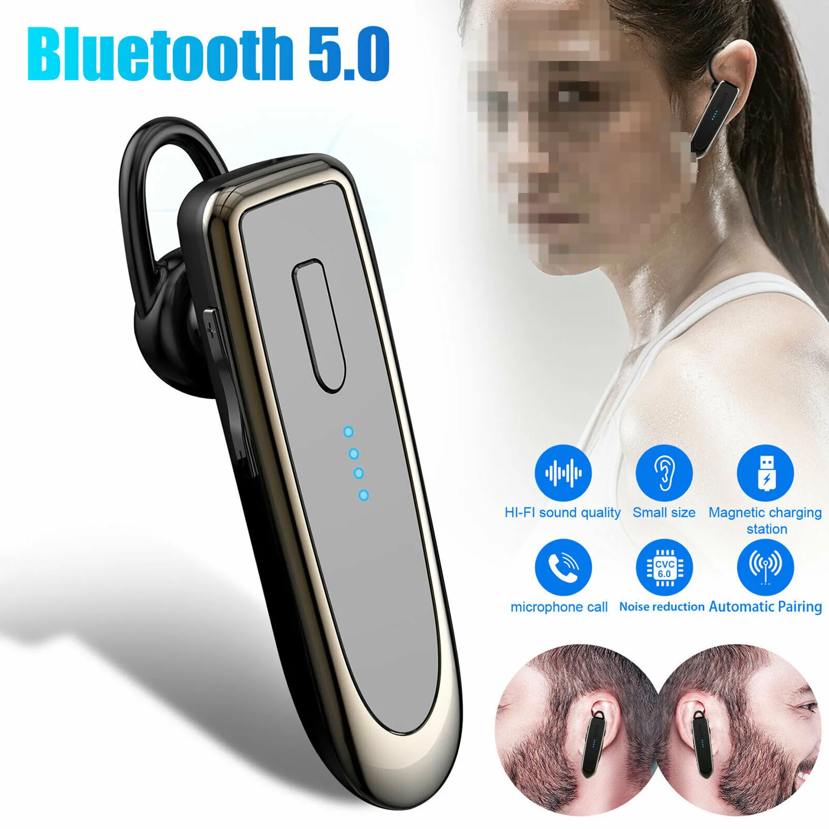 

Bluetooth 5.0 Earpiece Noise Cancelling Headphone In Ear HeadsetDriving
