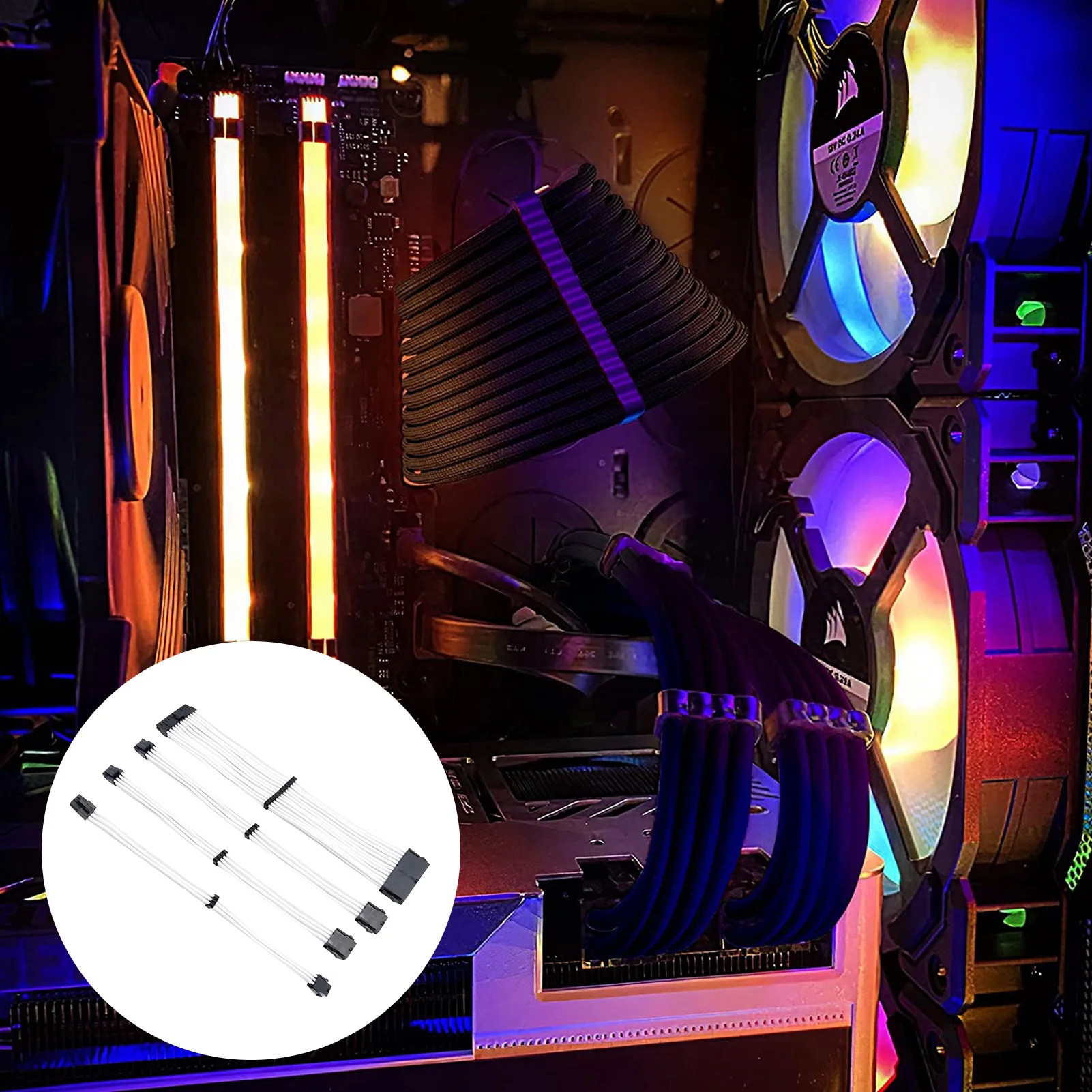 Удлинительный кабель ATX 1x24 P 1x(62)8P 1x(44)8 1x6 Комплект кабелей 30 см сетевой нейлоновый