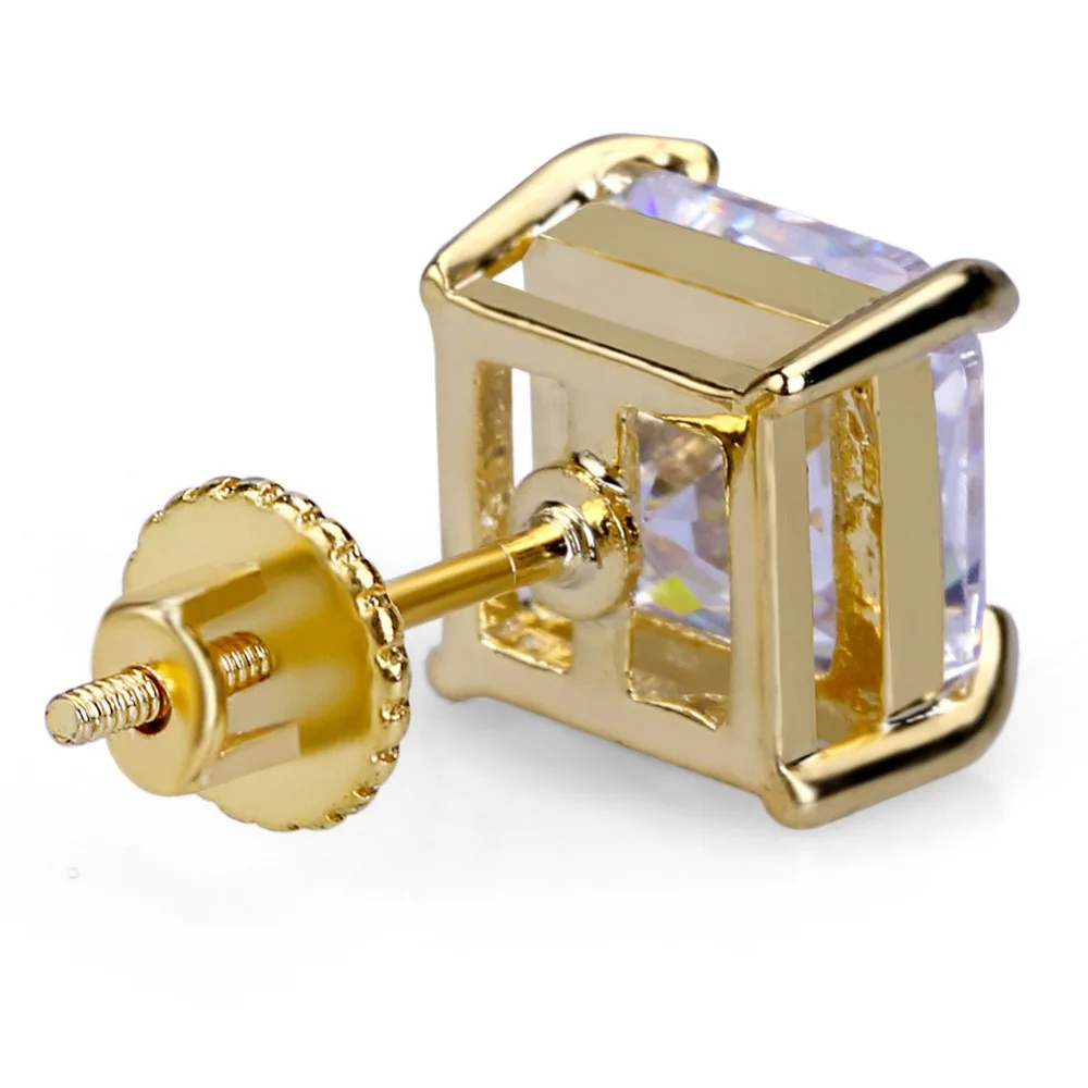 8 мм панк золото льдом микро камнями ааа квадратным кубическим цирконием