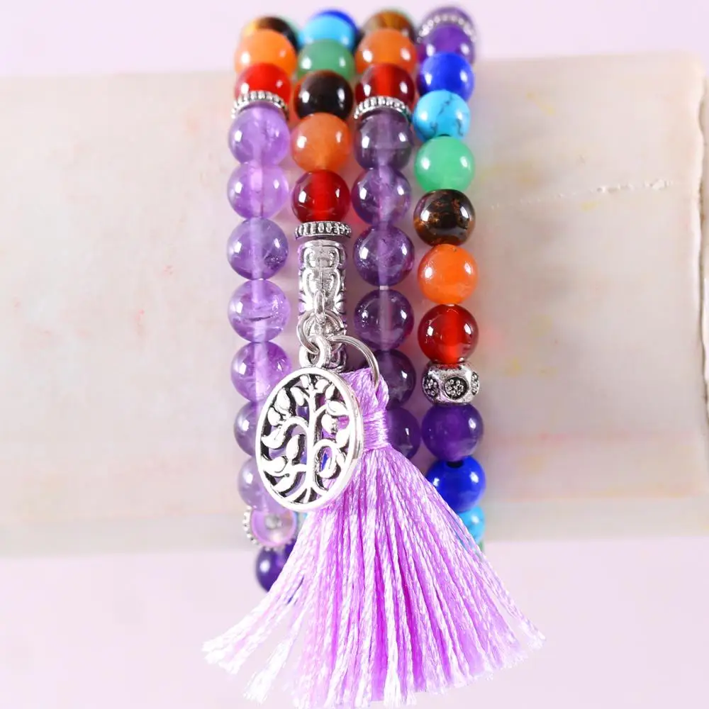 Женский Длинный браслет натуральный мала камень драгоценный круглый шарик