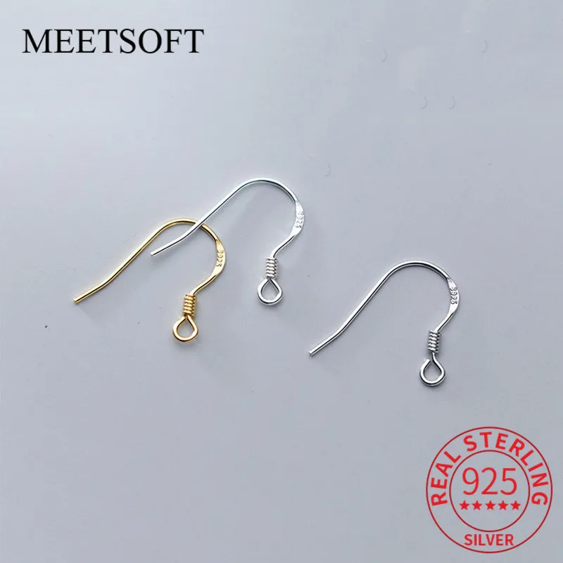 

MEETSOFT Classic 925 Sterling Silver Semi finished color Flat Earring hook of DIY handmade Fine Jewelry wholesale Accessory