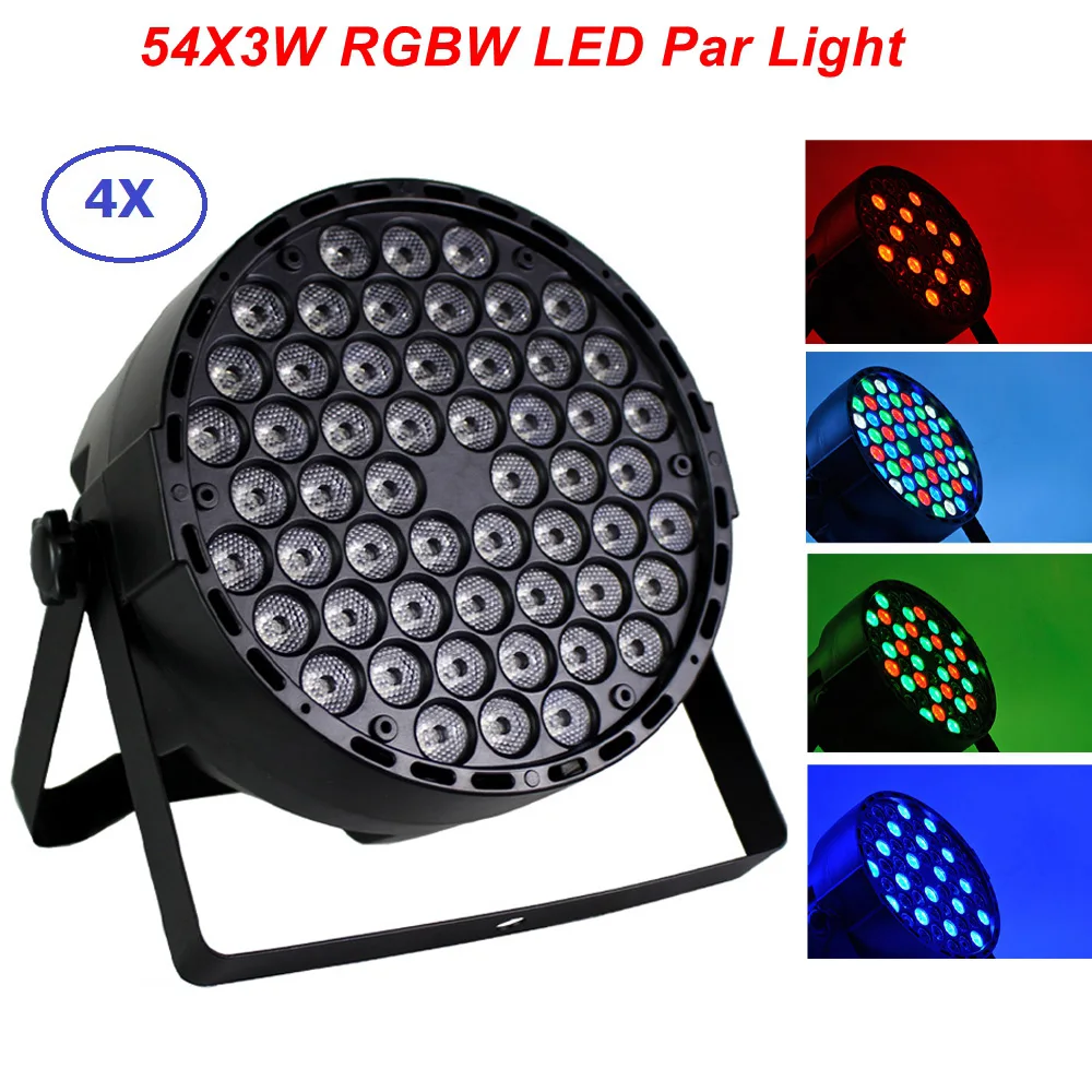 4 шт./лот Led Par Can 54X3W RGBW цвета плоский свет стробоскоп DMX контроллер вечевечерние Dj