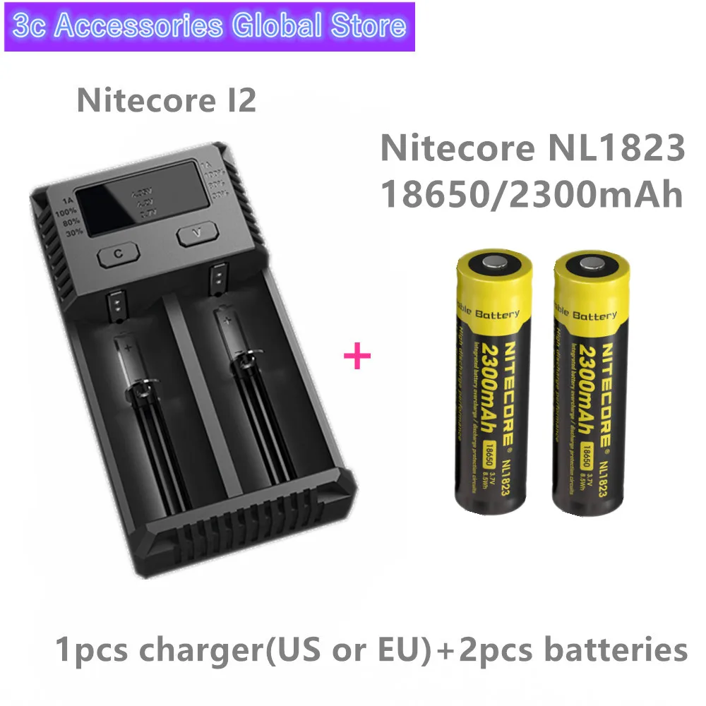2 шт. аккумуляторные батареи Nitecore NL1823 18650 2300 мАч|Перезаряжаемые батареи| |