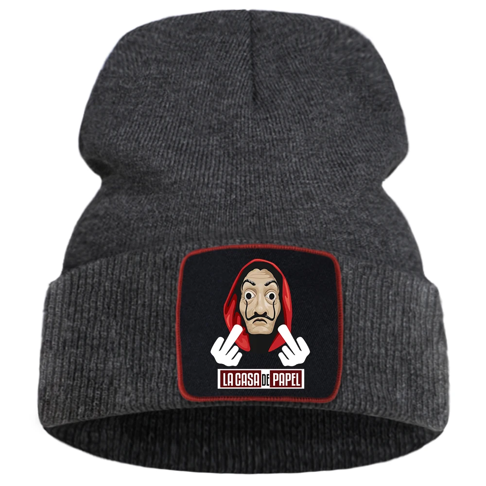 

Money Heist La Casa De Papel Beanie Hat New Men'S Hats For Boy Knitted Cap Winter Balaclava Casual Cotton Bonnets For Women