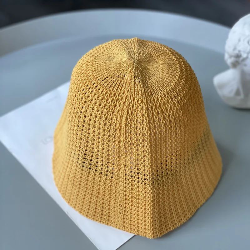 

2021 thin linen woven face-shading sun-proof bell-shaped fisherman hat outdoor leisure Foldable and easy to place