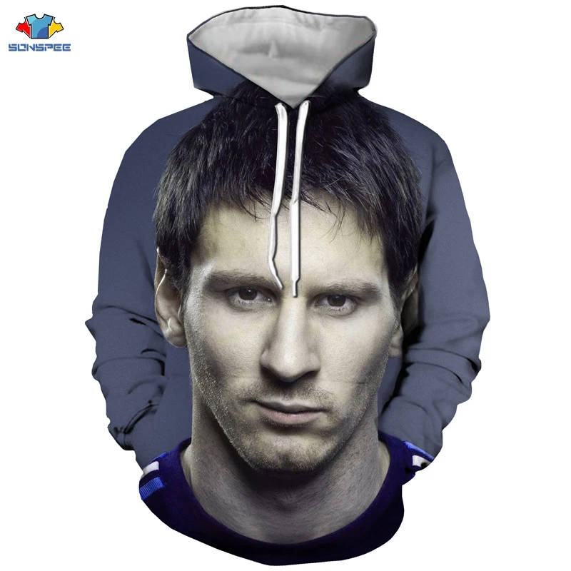 SONSPEE/Новинка Мужская толстовка с капюшоном Летняя мода Footbal Lionel Messi Толстовка