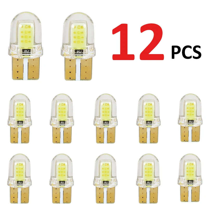 12 шт. светодиодный T10 W5W 194 168 COB 8SMD лицензии Светильник лампы парковочная лампа