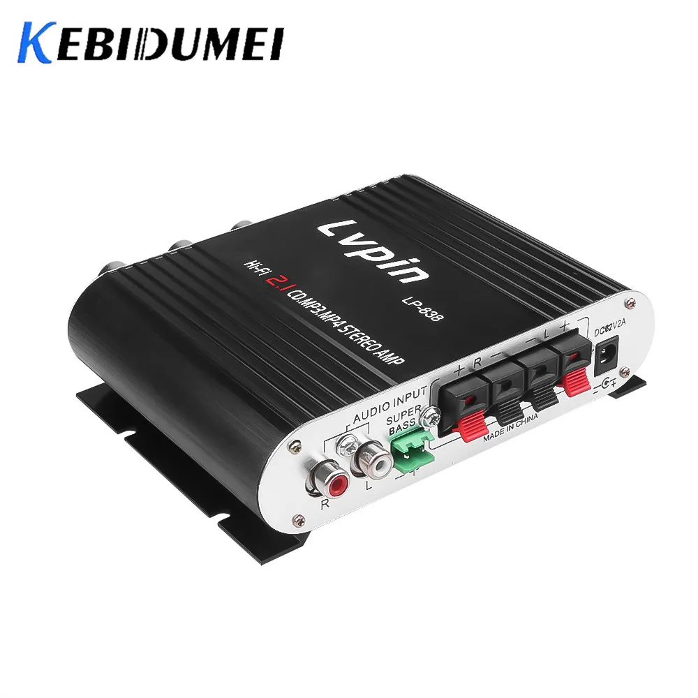 Автомобильный 3-канальный Усилитель Стерео Mega Bass LP-838 12V 300W Hi-Fi Connect с телефоном ПК