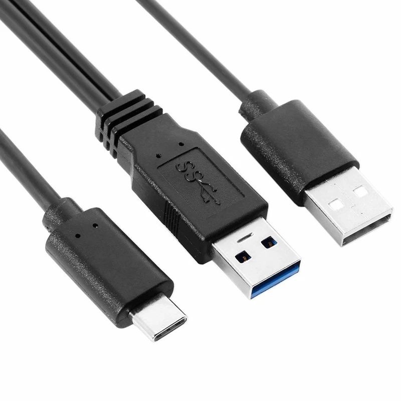 USB 3 0 Мужской и 2 двойной кабель для передачи данных Y type C ноутбука жесткого диска UC