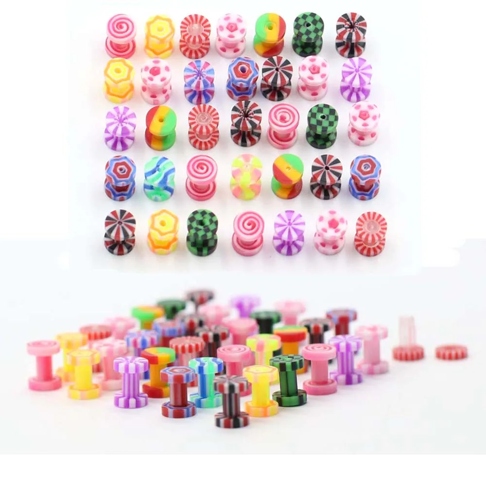 2 предмета Акриловые штекер уха Туннели милые расширители для ушей подходит ухо