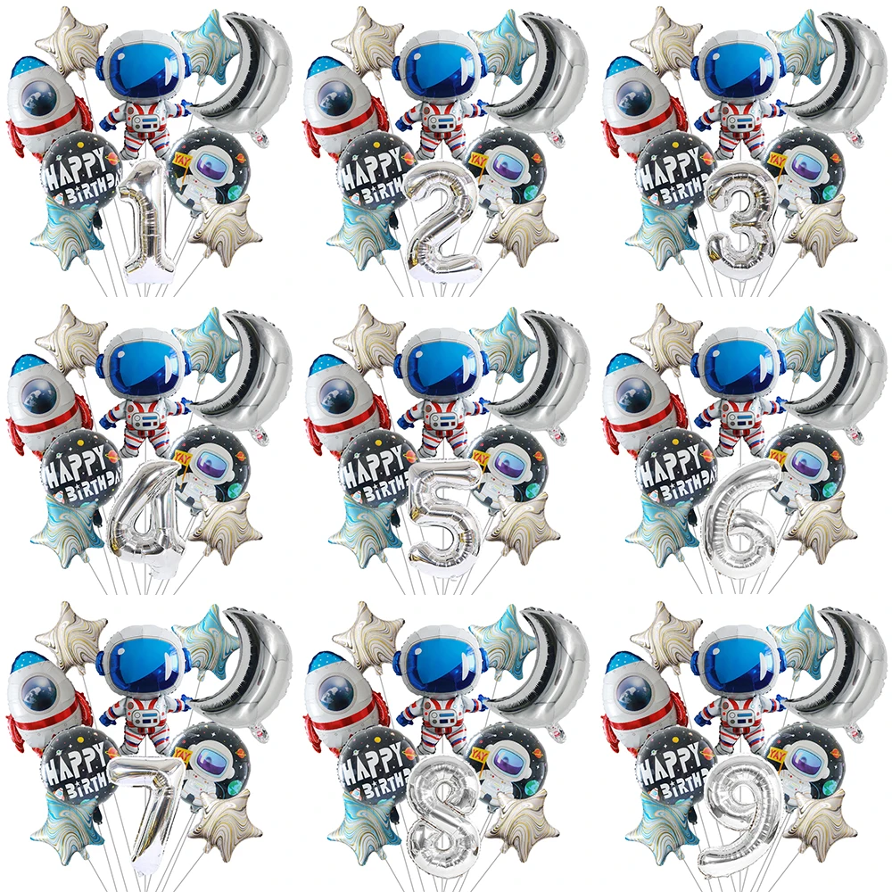 

10pcs 32inch Number Balloons Set Astronaut Rocket Foil Globos Boy Space Galaxy Theme Party Decoration Bithday Party Supplies