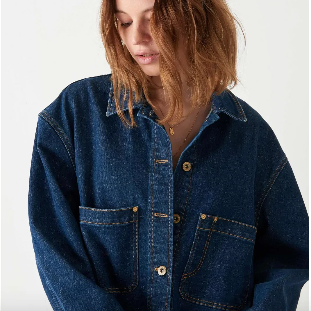 

2021 Autumn Women Causal Denim Coat Turn-Down Collar Long Sleeve Single-Breasted Loose with Multi Pockets Lady Fashion Jacket