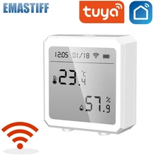Tuya WIFI inteligente Sensor de temperatura y humedad interior termómetro higrómetro con pantalla LCD Asistente de Google Alexa