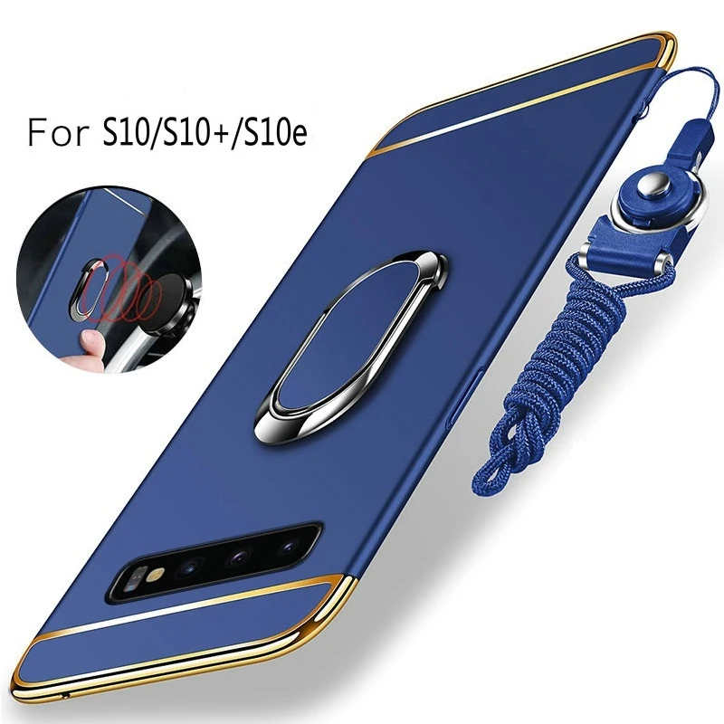 Магнитный чехол с кольцом для пальца Samsung Galaxy S10 Plus S10e роскошный Ультратонкий