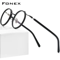 fonex acetate titanium glasses men 2022 retro vintage round prescription eyeglasses frame women spectacle optical eyewear f85676