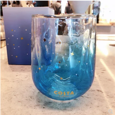 

Costa water cup, indulge in Aegean Sea glass, indulge in Mediterranean heat resistant double layer anti hot hand net red cup