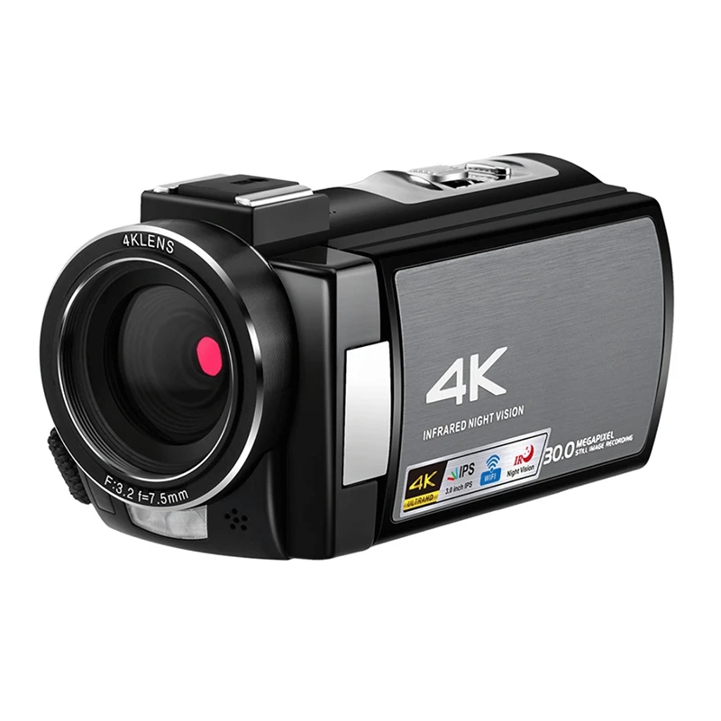 

Видеокамера 4K 60FPS, видеокамера Ultra HD 30MP, цифровая камера, записывающее устройство, 3.0 дюймовый IPS экран, ИК Ночная камера (вилка стандарта ЕС)