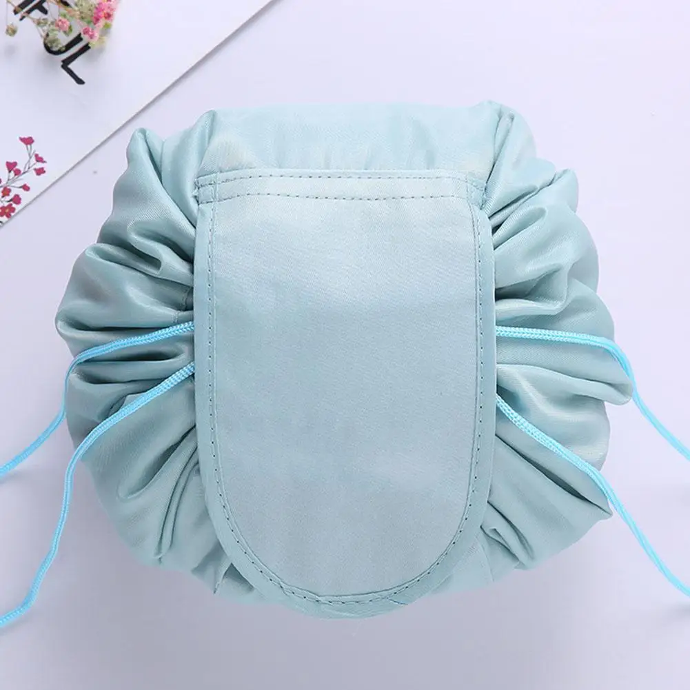 Gray blue Портативная многофункциональная однотонная косметичка для макияжа, сумка для туалетных принадлежностей на шнурке, сумка для макияжа, быстросъемная Водонепроницаемая дорожная сумка - Цвет: Gray blue