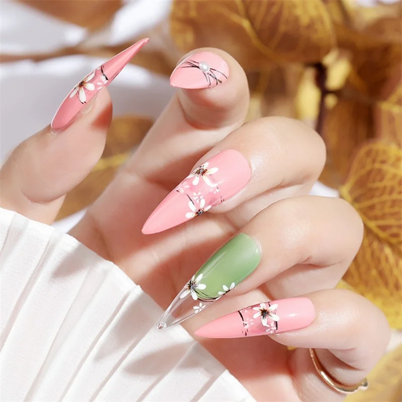 

Square False Nail Tips Full Cover Luxury Gel Press Nails Manicure Salon Supply