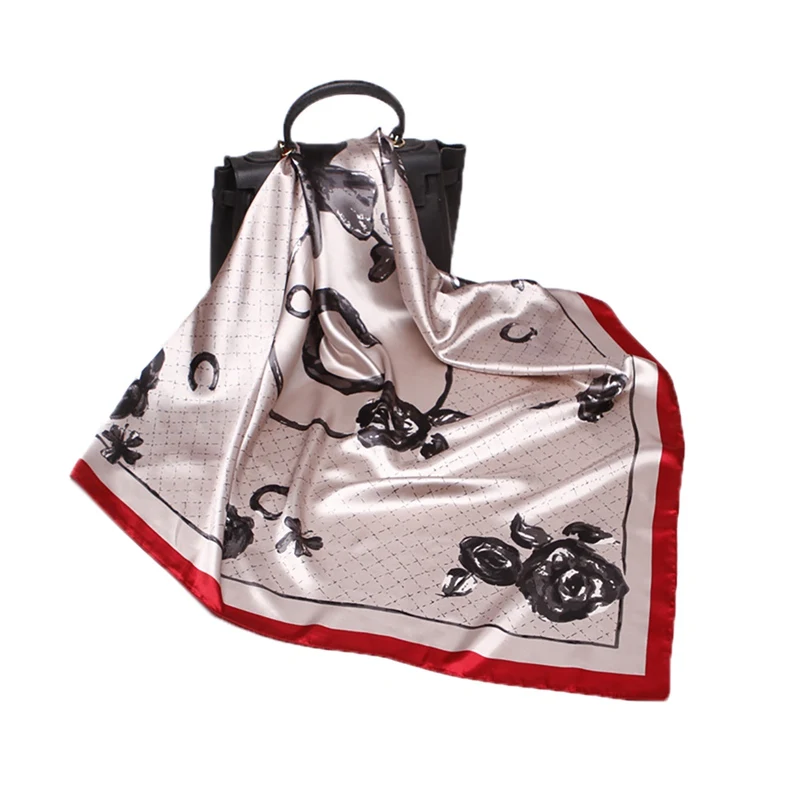 Шарф модный платок атласный лаконичный Универсальный легкий мягкий цветочный