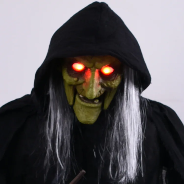 1.9m Halloween Horrible Party Prop Standing Witch Colorful Change Ball Terrible LED Eyes Weird Sound Children Scary toys |