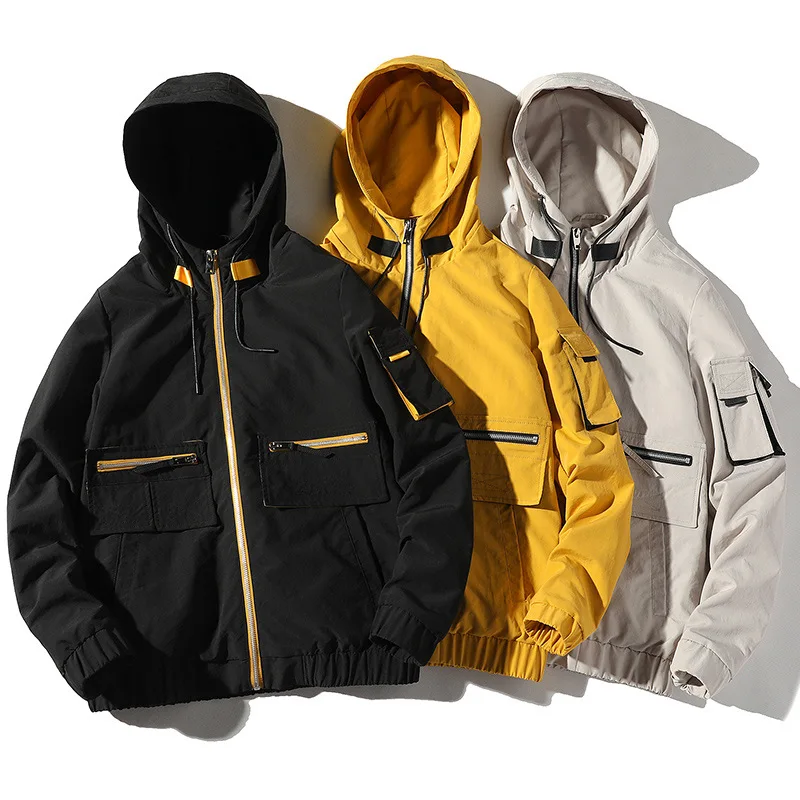 

2021 Spring and Autumn New Trend INS Men Jacket Hooded Loose Mens Fashion Clothing Trends