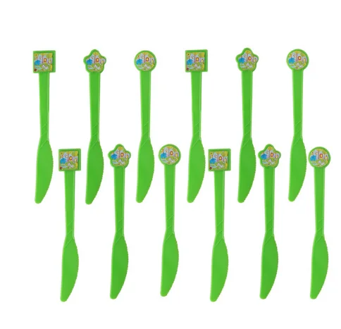 Knife 12pcs День рождения украшения Дети Джунгли животных окружающей среды Бумага одноразовые посуда тарелка чашки шар украшения принадлежности - Цвет: Knife 12pcs