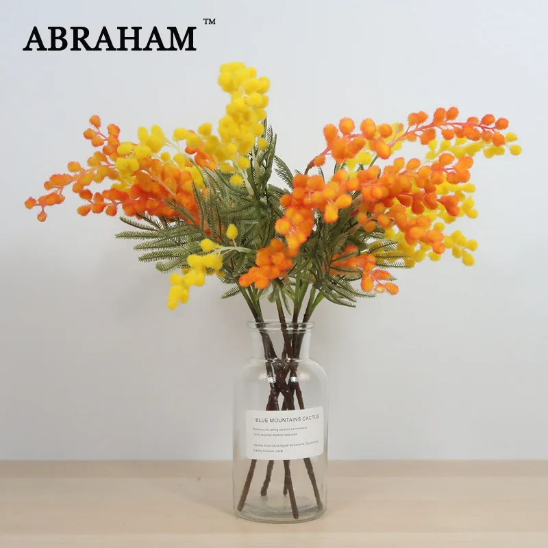 42 см поддельные оранжевые растения Мимоза филиал искусственная Пальма