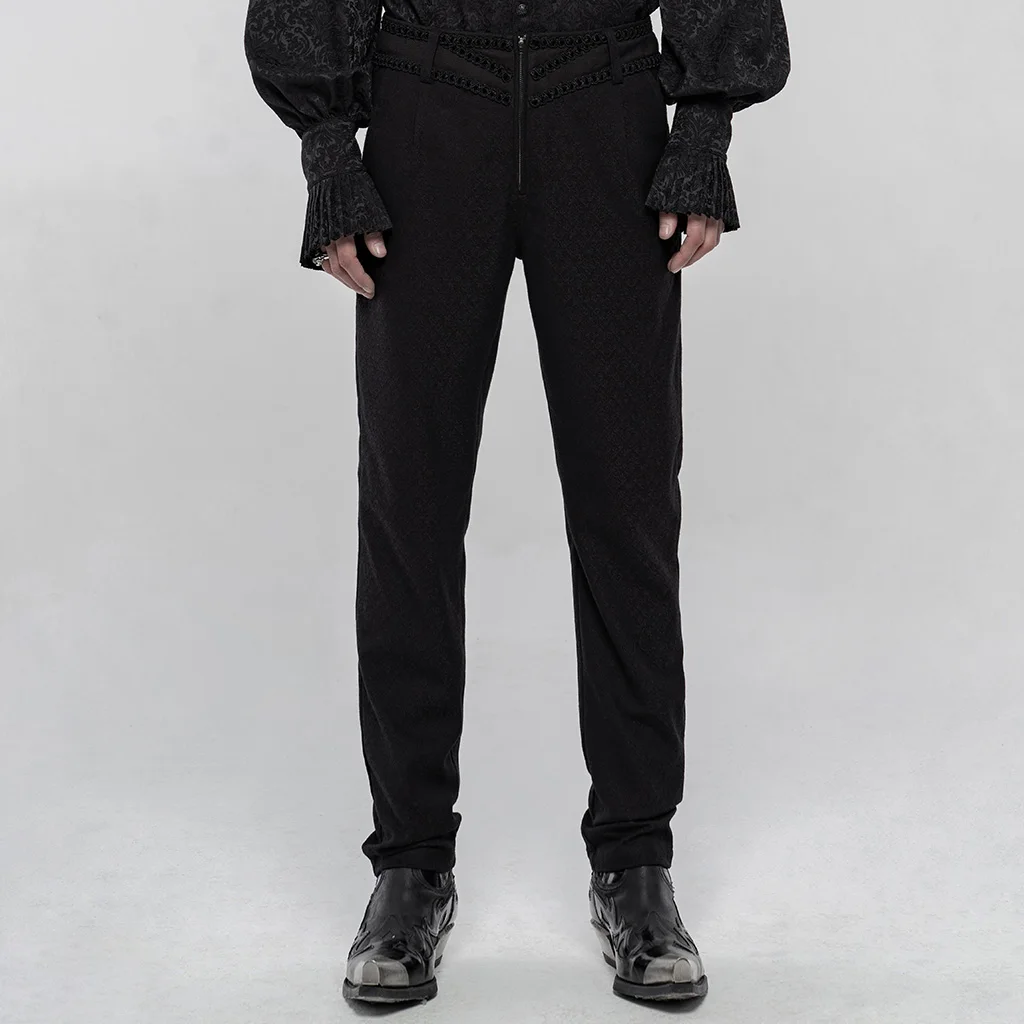 PUNKRAVE мужские Великолепные брюки в готическом простом стиле с лентами облегающие